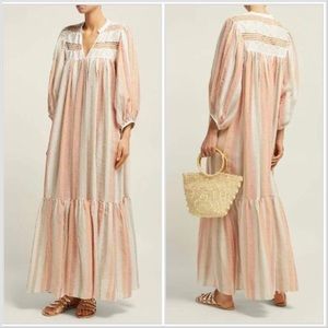 Love Binetti Light My Fire Striped Cotton Maxi Dress sz Small